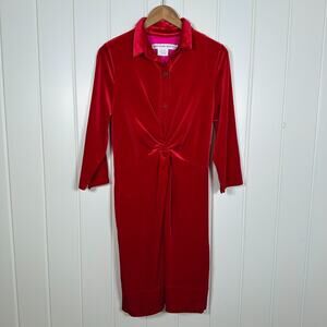 Gretchen Scott Dress XL Red Velour Red Silky Velvet Twist & Shout Dress, Festive